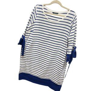 Lauren Ralph Lauren White and Blue Tricot Shirt Dress